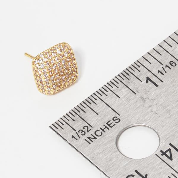 GOLD DIPPED CZ SQUARE POST EARRING