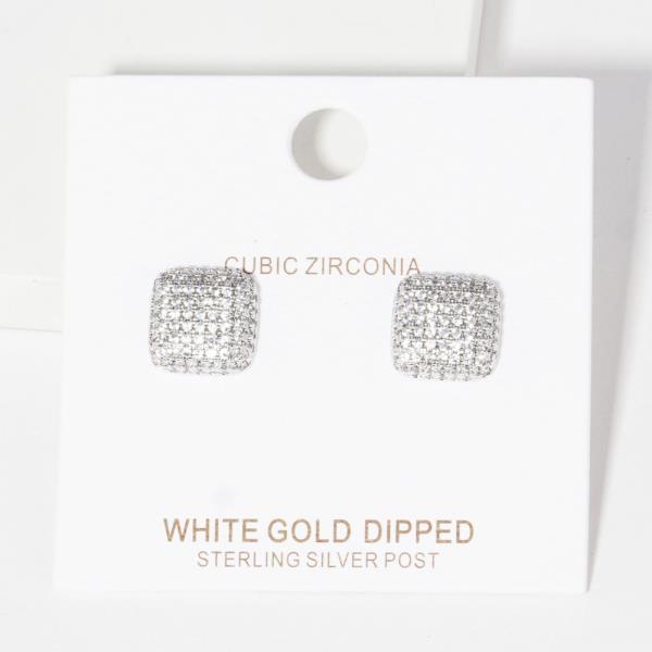 GOLD DIPPED CZ SQUARE POST EARRING