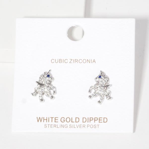GOLD DIPPED CZ UNICORN POST EARRING