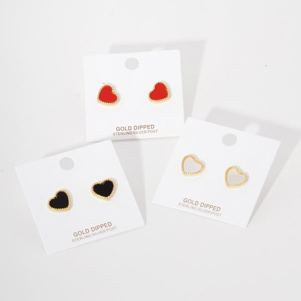 GOLD DIPPED HEART POST EARRING