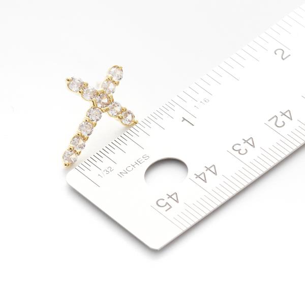 GOLD DIPPED CZ CROSS POST EARRING