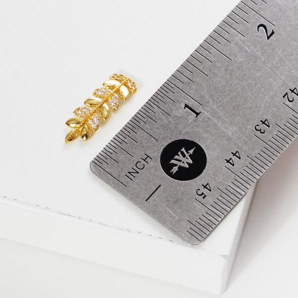 GOLD DIPPED CZ LEAF POST EARRING
