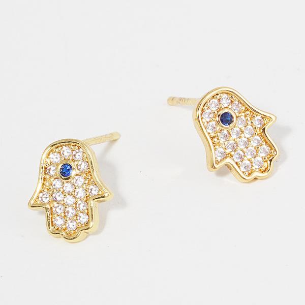 GOLD DIPPED CZ HAMSA POST EARRING