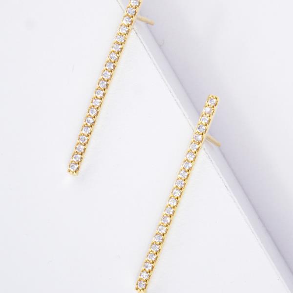 GOLD DIPPED CZ BAR POST EARRING