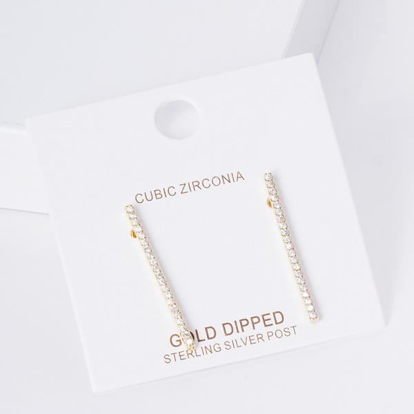 GOLD DIPPED CZ BAR POST EARRING