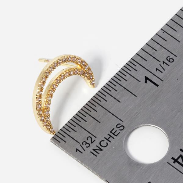 GOLD DIPPED CZ CRESCENT POST EARRING