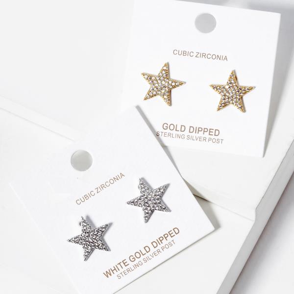 GOLD DIPPED CZ STAR POST EARRING