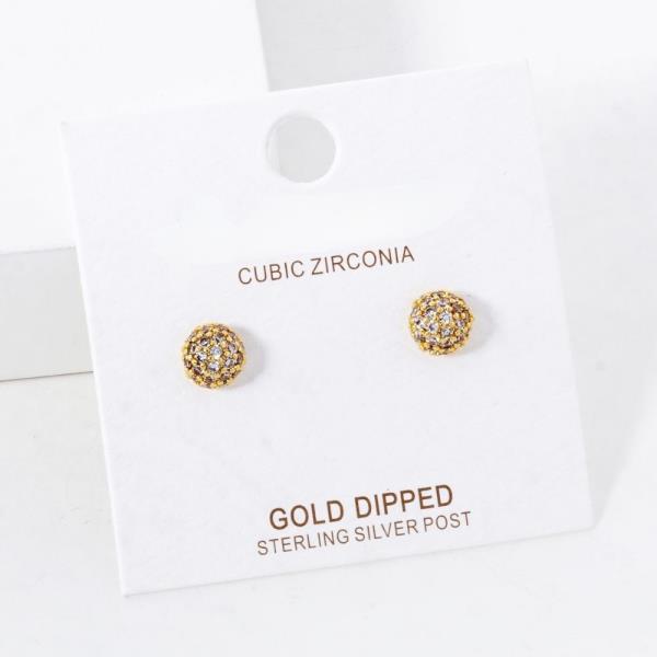 GOLD DIPPED CZ BALL STUD EARRING