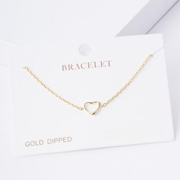 GOLD DIPPED HEART CHARM BRACELET
