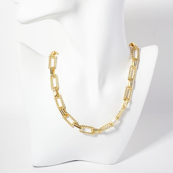 MIX METAL RECTANGLE CHAIN NECKLACE