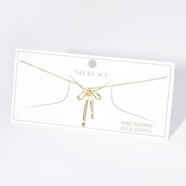 GOLD DIPPED RIBBON PENDANT NECKLACE