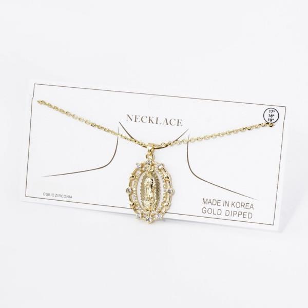 GOLD DIPPED GUADALUPE PENDANT NECKLACE