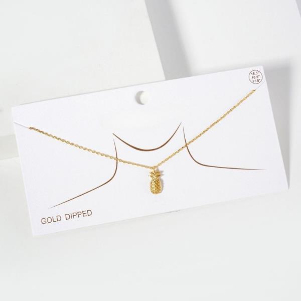 GOLD DIPPED PINEAPPLE PENDANT NECKLACE