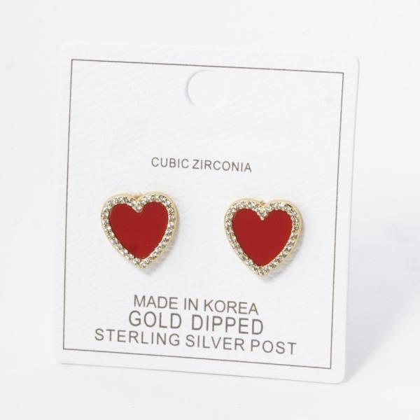 GOLD DIPPED CZ HEART STUD EARRING