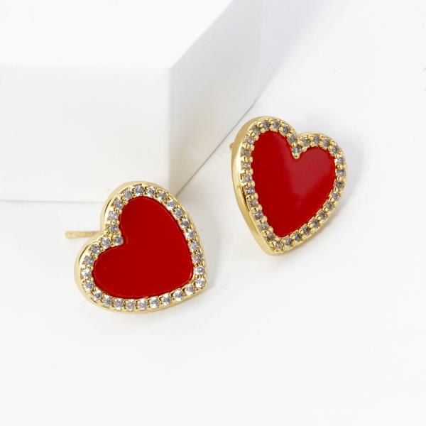 GOLD DIPPED CZ HEART STUD EARRING