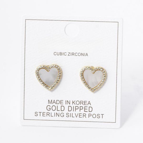 GOLD DIPPED CZ HEART STUD EARRING