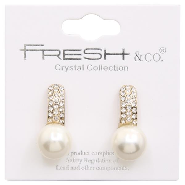 RHINESTONE PEARL POST EARRING
