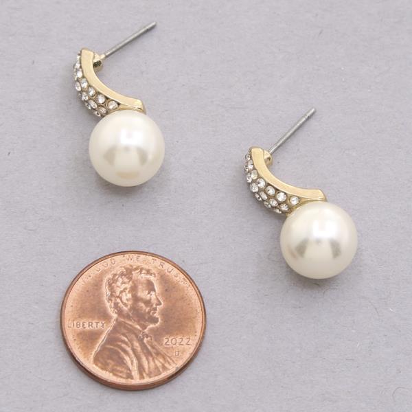 RHINESTONE PEARL POST EARRING