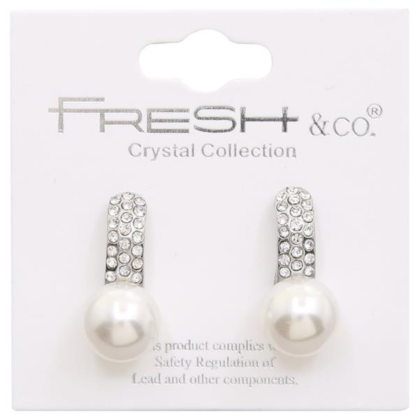 RHINESTONE PEARL POST EARRING