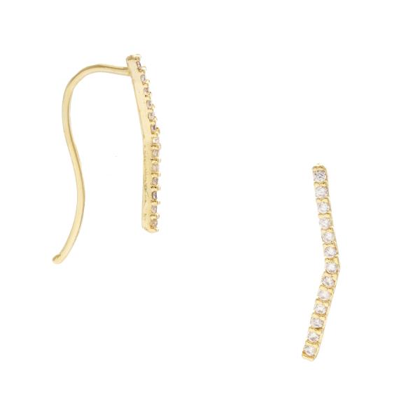 GOLD DIPPED RHINESTONE BAR STUD EARRING
