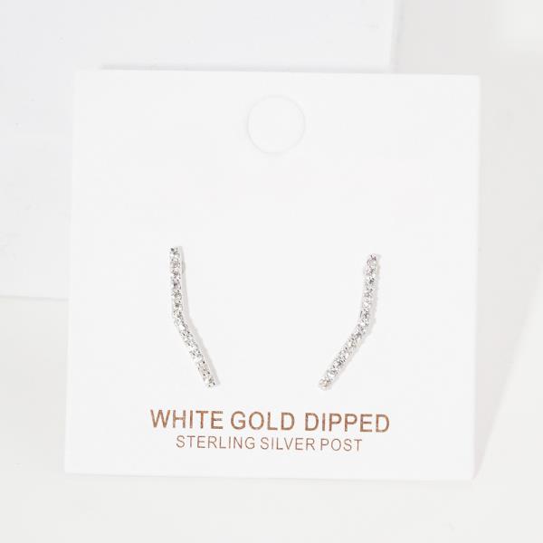 GOLD DIPPED RHINESTONE BAR STUD EARRING