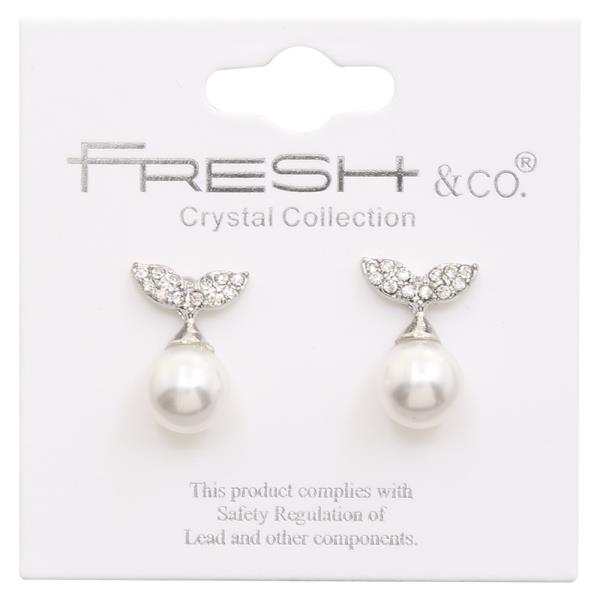 MERMAID RHINESTONE PEARL POST EARRING