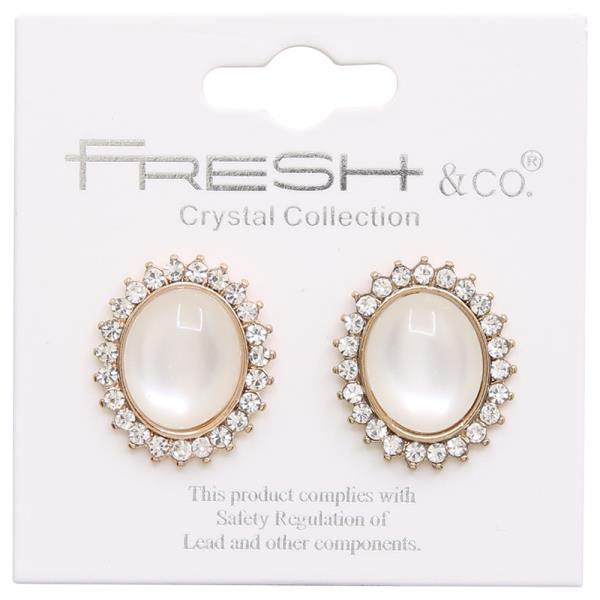 RHINESTONE OVAL POST EARRING