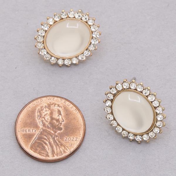 RHINESTONE OVAL POST EARRING