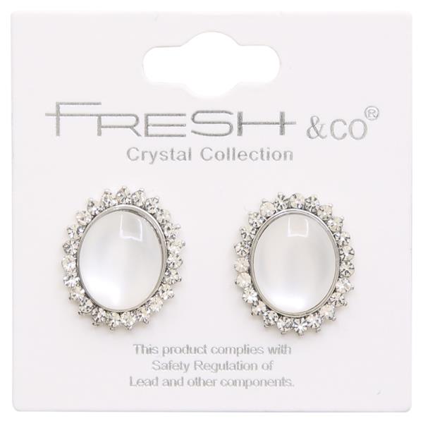 RHINESTONE OVAL POST EARRING