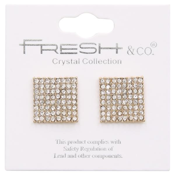 SQUARE RHINESTONE POST EARRING