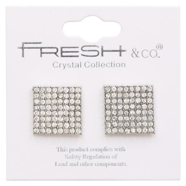 SQUARE RHINESTONE POST EARRING