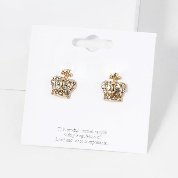 RHINESTONE CROWN STUD EARRING