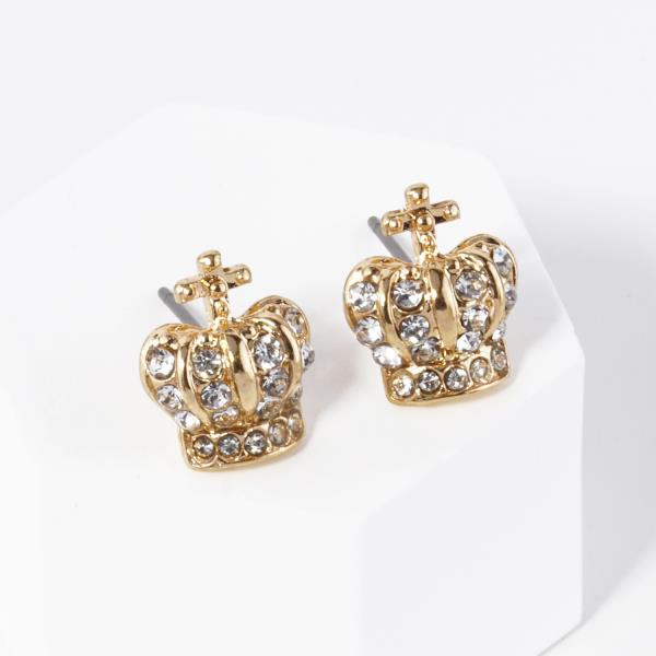 RHINESTONE CROWN STUD EARRING
