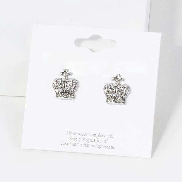RHINESTONE CROWN STUD EARRING