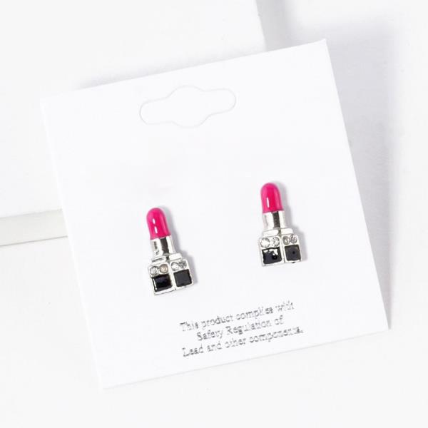 RHINESTONE LIPSTICK STUD EARRING