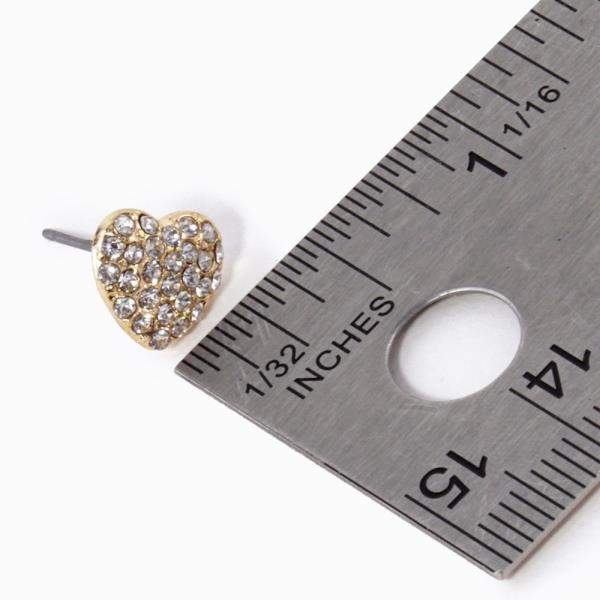 RHINESTONE HEART STUD EARRING