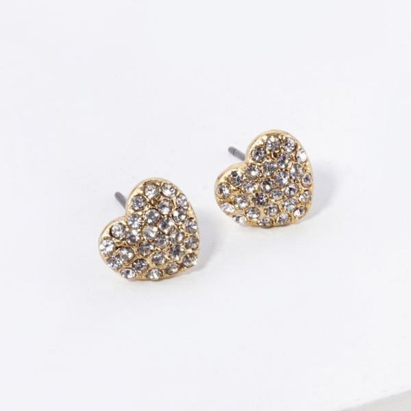 RHINESTONE HEART STUD EARRING
