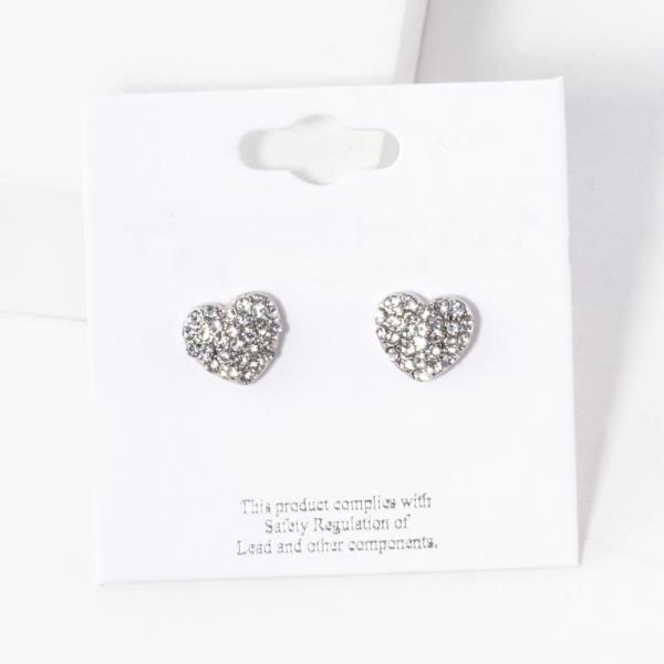 RHINESTONE HEART STUD EARRING