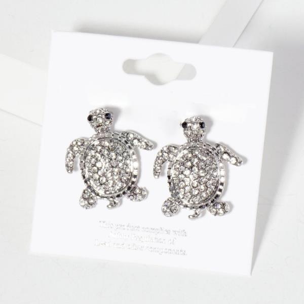 RHINESTONE TURTLE STUD EARRING