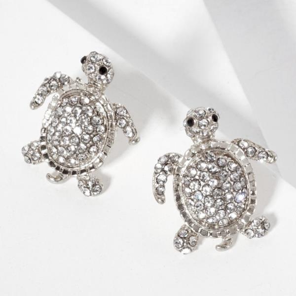RHINESTONE TURTLE STUD EARRING