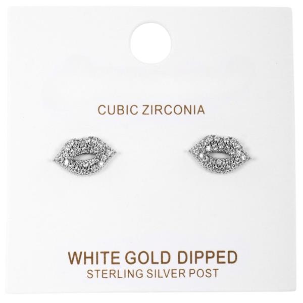 CUBIC ZIRCONIA LIP STUD BRASS EARRING