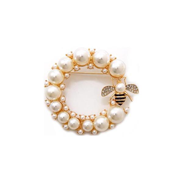 BEE ON THE GLASS CIRCLE BROOCH