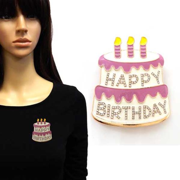 HAPPY BIRTHDAY CAKE BROOCH