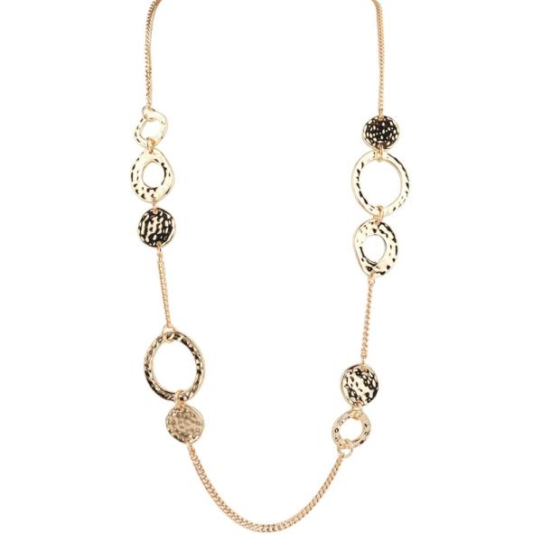 TEXTURED METAL ROUND LONG NECKLACE