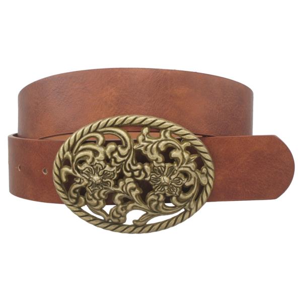 PLUS FLORAL FILIGREE OVAL BUCKLE WESTERN BELT