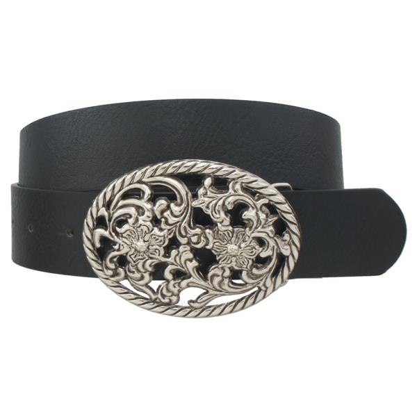 FLORAL FILIGREE OVAL BUCKLE WESTERN BELT