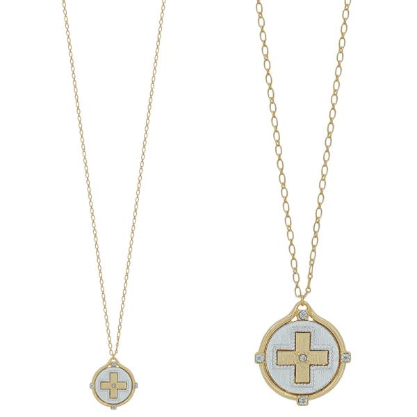 CROSS COIN PENDANT LONG NECKLACE