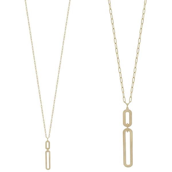 LINKED METAL PENDANT LONG NECKLACE
