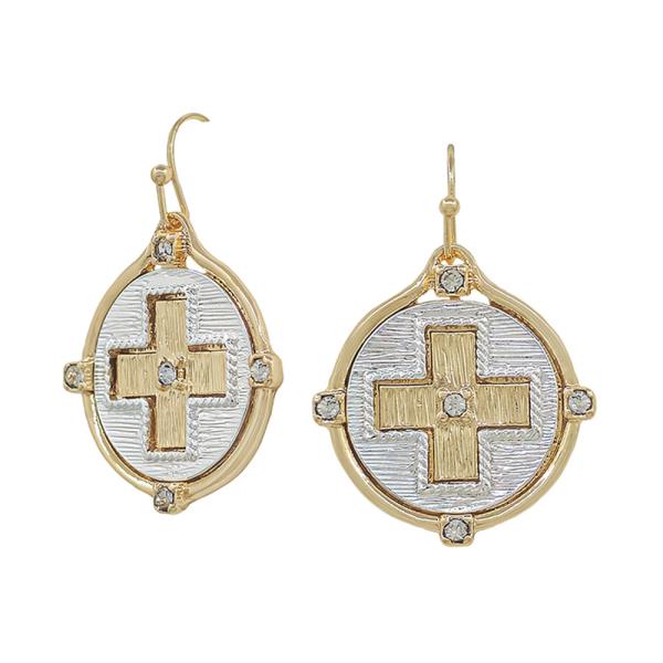 CROSS COIN METAL EARRING