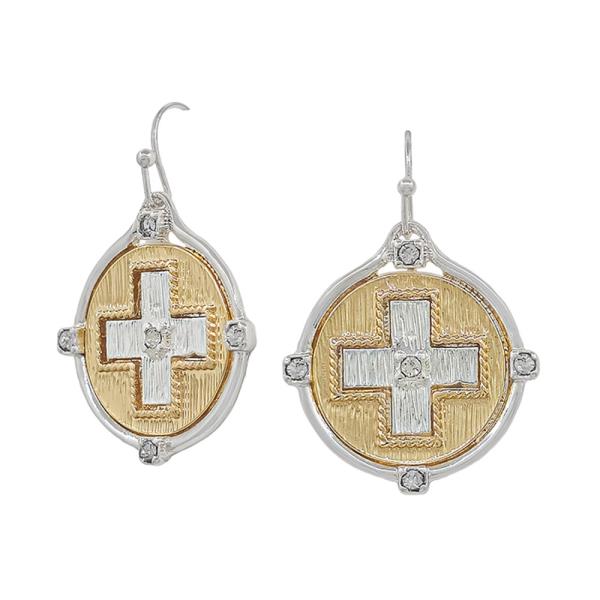 CROSS COIN METAL EARRING